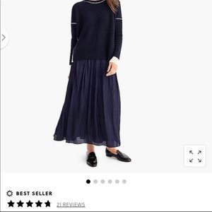 JCrew Point Sur Crinkled Maxi skirt in navy